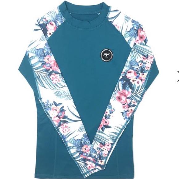 TRAPICAL Women Swim Wetsuit Teal 50 UPF Rashguard - Picture 1 of 3